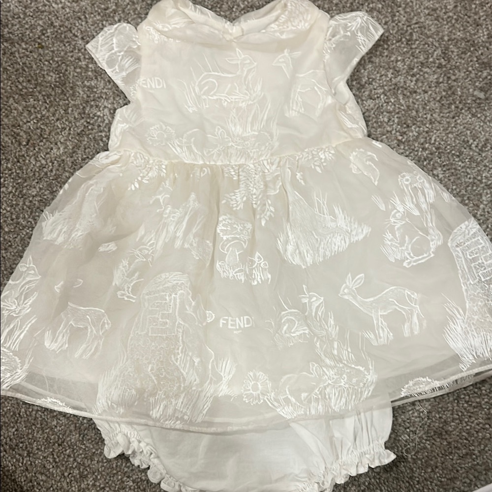 Fendi Ivory Baby Dress with Bloomers